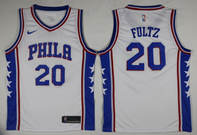 Men Philadelphia 76ers #20 Fultz White Game Nike NBA Jerseys